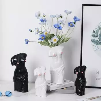Керамическая ваза Статуя Венеры Абстрактное искусство Композиция из цветов для тела Скульптура Богини Террариум Горшки Украшения для дома Аксессуары
