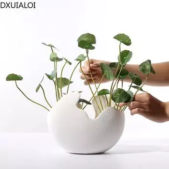 Керамическая ваза в скандинавском стиле креативная скандинавская современная белая цветочная композиция из яичной скорлупы ремесла декор для дома аксессуары подарок