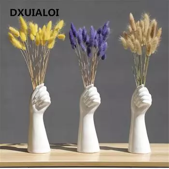 Керамическая ваза в скандинавском стиле Золотая ручная ваза Цветы Современный домашний офис Декор Креативная цветочная композиция гостиная Орнамент золотистый