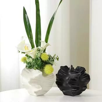 Керамическая ваза в стиле ретро, дизайн, чувство, украшение, нестандартная форма, домашний сухоцвет, керамическая ваза, украшение для рабочего стола в гостиной белый
