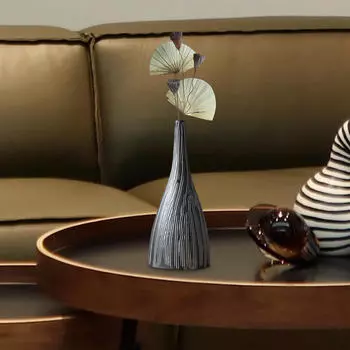 Керамическая ваза, ваза для цветов с вертикальной полосой для медитации и творчества для отеля, прихожей, офиса Grey B