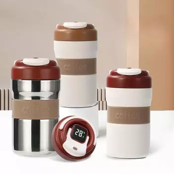 Керамическая внутренняя чашка для кофе, умный дисплей, термоизоляционная чашка, студенческий красивый мужской и женский портативный стакан для офиса и автомобиля 400ml