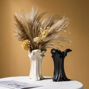Керамическая высококачественная черно-белая гидропонная ваза для сухоцветов, украшение для дома, настольные украшения