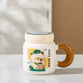 Керамическая зеркальная чашка с крышкой для пары, домашний офис, чашка для воды, креативная открывающаяся чашка, подарочная мультяшная кружка 400ML