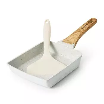 Керамическая жаровня SENSARTE Tamagoyaki включает в себя газовый огонь IH PFOA Easy to Easy to В комплекте с сковородой-лопаткой, покрытием, запасной, 18 см 15 см, совместима,