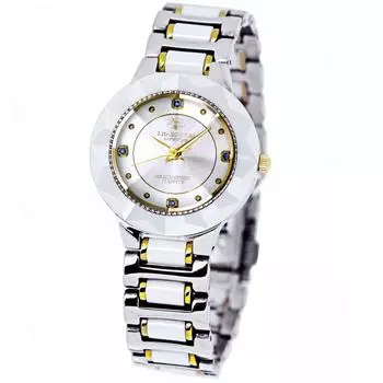 Керамические 4 камня, натуральный бриллиант, 18-каратное золото, корона, часы, импортные [John Harrison] J.harrison женские CCM-001WH мужские [Обычный продукт]