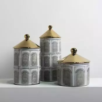 Керамические банки в скандинавском стиле с позолотой в римском стиле, большая банка для хранения, декоративная ваза