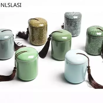 Керамические чайные банки нового стиля, влагостойкие герметичные банки, чайный сервиз, аксессуары для чайного сервиза, удобство в путешествии, резервуар для хранения чая NLSLASI 7.5x10.5cm2