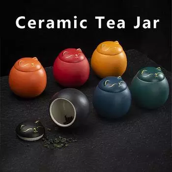 Керамические чайные ложки с рисунком кошки, кухонный контейнер для хранения специй, кофейные зерна, эспрессо, кофейная посуда с крышкой для дома зелёный