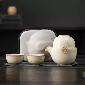 Керамические чайные сервизы Чайник Чайная чашка Чайная утварь в стиле кунг-фу Китайский стиль Путешествия Кемпинг Инструменты для заваривания чая Посуда ручной работы