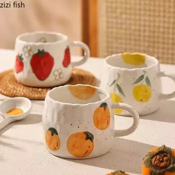 Керамические чашки для чая, кофе, сока, завтрака, простые домашние кружки для молока, кофе, аксессуары для дома 300ml