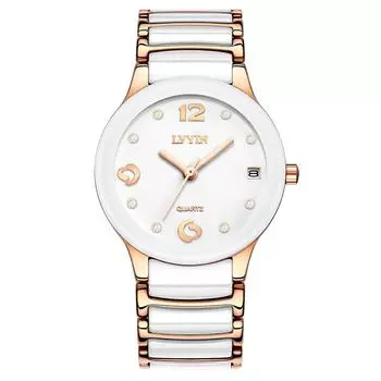 Керамические часы женские модные простые водонепроницаемые кварцевые часы женские деловые часы женские деловые часы ярко-розовый