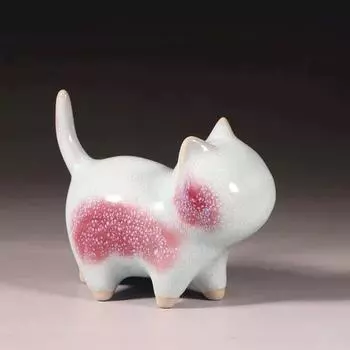 Керамические фигурки кошек – милые маленькие чайные зверьки для украшения автомобиля, дома и чайного домика A синий