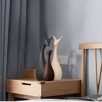 Керамические фигурки с матовой отделкой для домашнего декора Lucky Deer Family - (Набор из 3 шт., матовый коричневый)