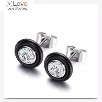 Керамические инкрустированные циркониевые женские кристаллы из австрийской новой моды титановые стальные серьги подходят женщинам белый