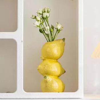 Керамические изделия Ваза для цветочной композиции Мультяшный держатель для цветов Ваза с фруктами Украшение стола Orange