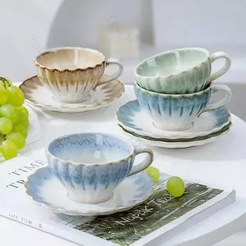 Керамические кофейные чашки в ретро-китайском стиле, легкие, роскошные, для десертов, для послеобеденного чая, изысканная посуда, повседневная, офисная, чайная чашка 200ml