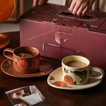 Керамические кофейные чашки в стиле ретро на Хэллоуин, креативный нестандартный набор для послеобеденного чая, изысканная кофейная чашка для ежедневной вечеринки, подарки на день рождения 280ml