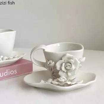 Керамические кружки ручной работы в форме цветка, розовая кофейная чашка, чашка для воды, чашки для послеобеденного чая, кружка для молока, чашки для завтрака, чайная кружка 101-200ml