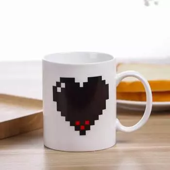 Керамические кружки с изменяющимся цветом и рисунком в виде сердца, белые, термочувствительные, волшебные кружки для воды, большая емкость для кофе, праздничная расслабляющая кружка 350ML белый