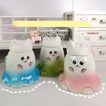 Керамические кружки с изображением призрачного кота, подарки на Хэллоуин, рождественские забавные кофейные кружки, персонализированные рождественские подарки для пар, столовые приборы 401-500ml