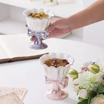 Керамические кружки с мультяшным галстуком-бабочкой, милая кружка, бокал для кофе, мороженого, десерта, чашки для подарков на День святого Валентина, для дома, офиса, вечеринки, чашки для салата, поднос 180ml фиолетовый