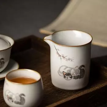 Керамические кувшины для чая Chahai Cute Cat Kung Fu, чайные аксессуары, 300 мл Style B