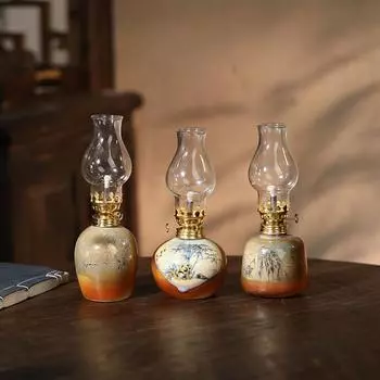 Керамические лампы на топленом масле в китайском стиле, декоративные масляные лампы, ретро-поделки, уникальные украшения из керосиновых ламп
