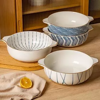 Керамические миски в современном стиле, легкая, роскошная, для ресторана, большая миска для супа, изысканная, домашняя миска для рамена, высококачественная посуда
