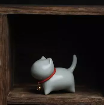 Керамические мультяшные кошки-питомцы для чая – Милые фигурки животных из фиолетовой глины для украшения дома, автомобиля и офиса A-S