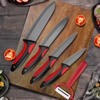 Керамические ножи кухонные ножи 3 4 5 6 дюймов набор поварских ножей + овощечистка черное циркониевое лезвие многоцветная ручка высокое качество