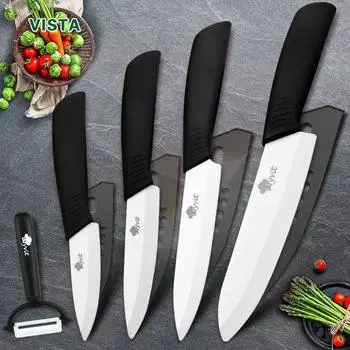 Керамические ножи Кухонные ножи 3 4 5 6 дюймов Нож шеф-повара Лезвие из белого циркония Многоцветная ручка Высокое качество
