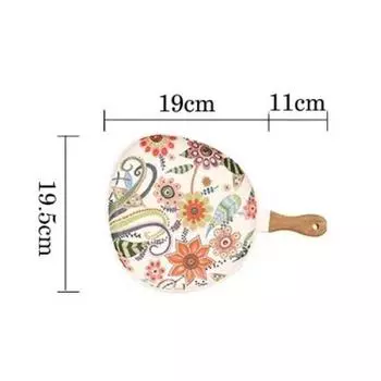 Керамические обеденные тарелки Nordic, поднос для стейка, салата с деревянной ручкой, рождественский декор для дома, овальные блюда, столовая посуда