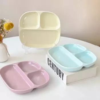 Керамические обеденные тарелки с тремя сетками, однотонные сервировочные блюда, салатная посуда, обеденная тарелка с отделением, кухонная экологически чистая посуда 6 Inches