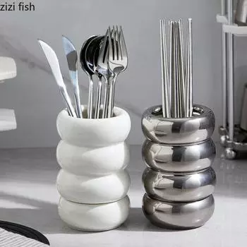 Керамические палочки для еды бочка Бытовая дренажная система Палочки для еды горшок Стойка для хранения ножей и вилок Коробка для хранения ложек Кухонные принадлежности