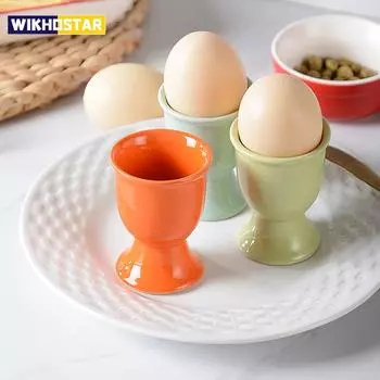Керамические подстаканники для яиц ярких цветов, креативные сервировочные чашки для кухни, подставка для яиц, чашки для завтрака, банкета, принадлежности для яиц белый