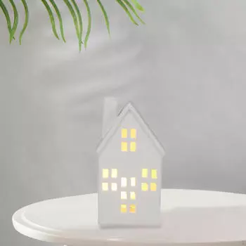 Керамические рождественские деревенские домики украшения освещение теплые белые фигурки сцена для Рождества Style A