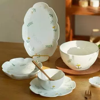 Керамические тарелки с цветочным рельефом, креативная круглая тарелка для рыбы высокого класса, изысканные блюда, обеденная тарелка, изысканная домашняя посуда