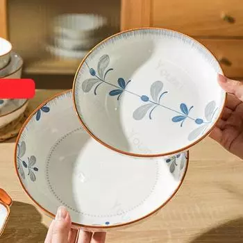 Керамические тарелки в стиле ретро в китайском стиле для ресторанов и гостиниц класса люкс, фруктовые салатницы, домашние изысканные блюда, рыбные тарелки, уникальная посуда