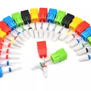 Керамические твердосплавные сверла для ногтей, фреза для маникюрного набора, фрезерная кисточка, аксессуары для маникюрной машины для снятия гель-лака GJ0539-1