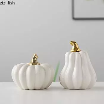 Керамические тыквы украшения для дома ремесла подарок на Хэллоуин настольная скульптура модель фигурки миниатюры статуэтка