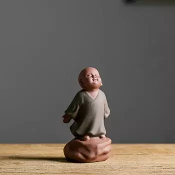 Керамические украшения для машин в виде монаха, китайский дзен-фиолетовый глинистый песок, милый питомец для чая, медитация будды дзен-будды по фен-шуй