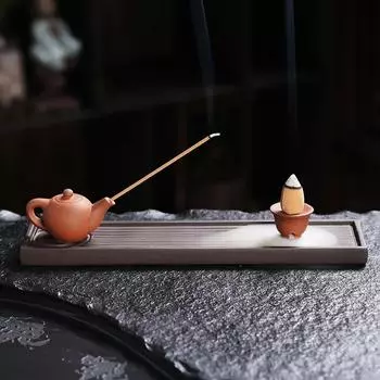 Керамические украшения, изделия ручной работы, прямоугольный чайник, водопад, курильница с обратным потоком, фиолетовая глиняная палочка-держатель для благовоний, курильница для чая, питомец