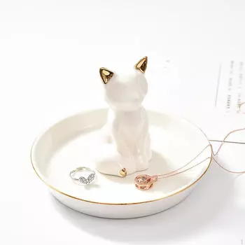Керамические украшения тарелка фигурка животного комод подарок многофункциональное кольцо безделушка White Fox