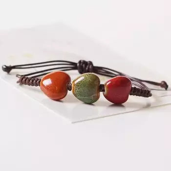 Керамические украшения в этническом стиле, плетеный браслет из бисера в китайском стиле, простой модный браслет для женщин