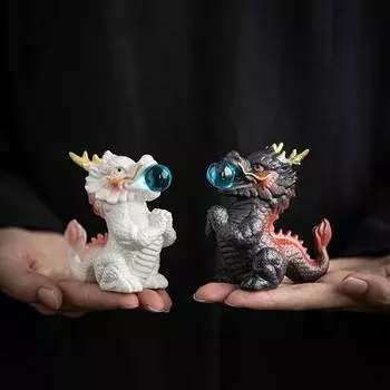 Керамические украшения в виде дракона, талисман зодиака, благоприятный дракон, играющий с жемчугом, аксессуары для украшения дома