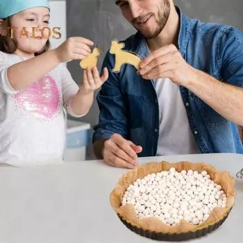 Керамические утяжелители для пирогов, бобы для выпечки, 1,1/2,2 фунта, многоразовые, 10 мм, натуральная керамическая посуда с контейнером, термостойкий инструмент для выпечки пирогов, пирожных 500g