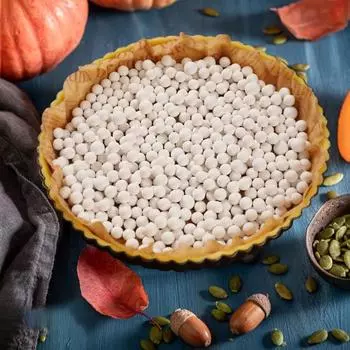 Керамические утяжелители для пирогов, бобы для выпечки, 1,1/2,2 фунта, многоразовые, 10 мм, натуральная керамическая посуда с контейнером, термостойкий инструмент для выпечки пирогов, пирожных 500g