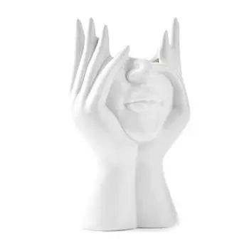 Керамические вазы для лица, белые вазы для цветов для декора, современная декоративная ваза, центральный элемент для полки стола, гостиной, прочный белый