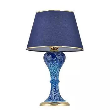Керамический абажур сапфирового света с отделкой плиткой Гордион Синяя шляпа/золотая ножка